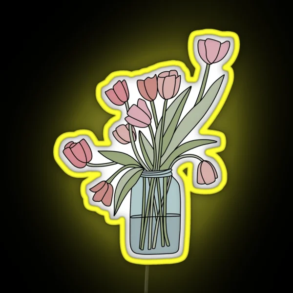 Simple Tulip Bouquet RGB Neon Sign