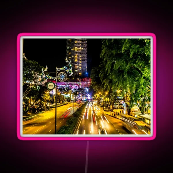 Singapore City Street Light Trails RGB Neon Sign