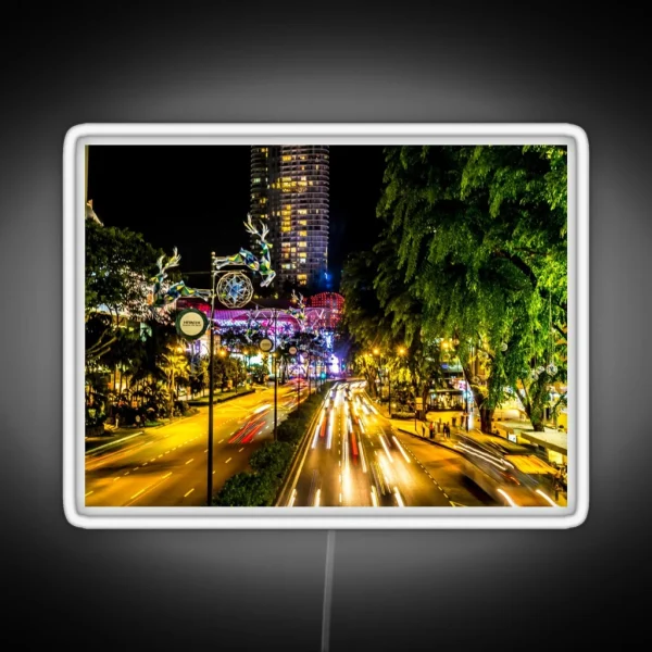 Singapore City Street Light Trails RGB Neon Sign