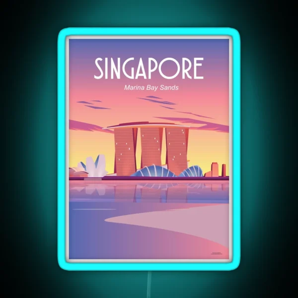 Singapore Travel Poster Marina Bay Sands RGB Neon Sign