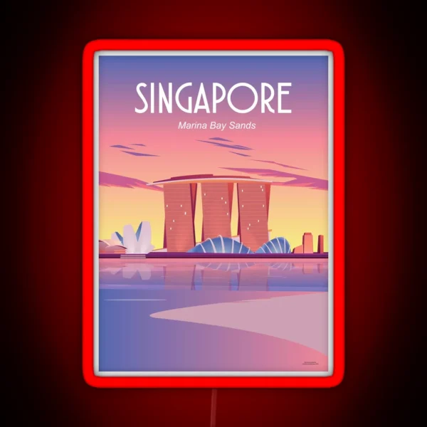 Singapore Travel Poster Marina Bay Sands RGB Neon Sign