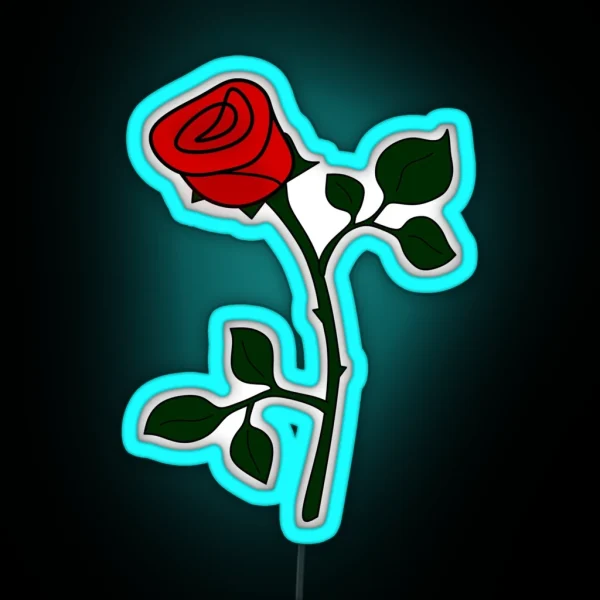 Single Opened Red Rose Bud RGB Neon Sign