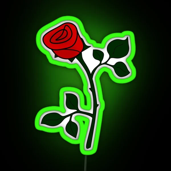 Single Opened Red Rose Bud RGB Neon Sign