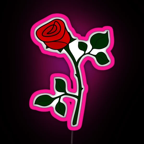 Single Opened Red Rose Bud RGB Neon Sign