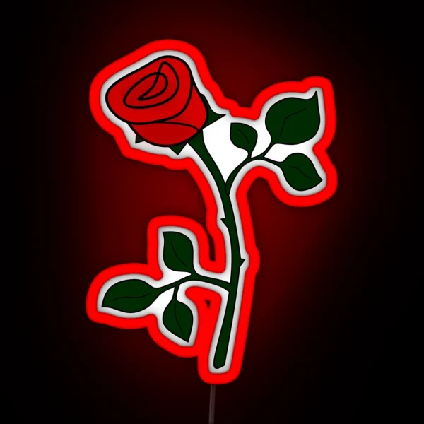 Single Opened Red Rose Bud RGB Neon Sign