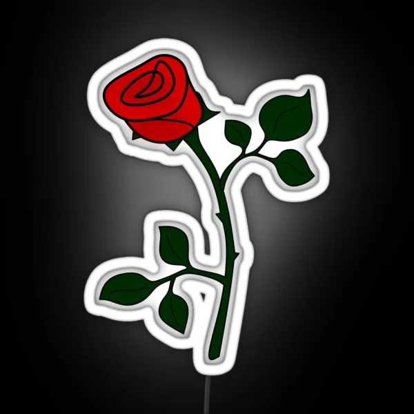 Single Opened Red Rose Bud RGB Neon Sign