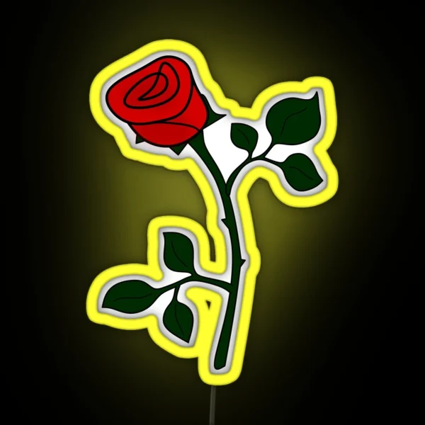 Single Opened Red Rose Bud RGB Neon Sign