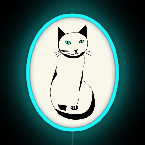 Sitting Cat Cat Lovers Simple Line Drawing RGB Neon Sign