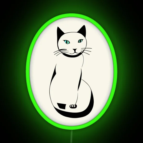 Sitting Cat Cat Lovers Simple Line Drawing RGB Neon Sign