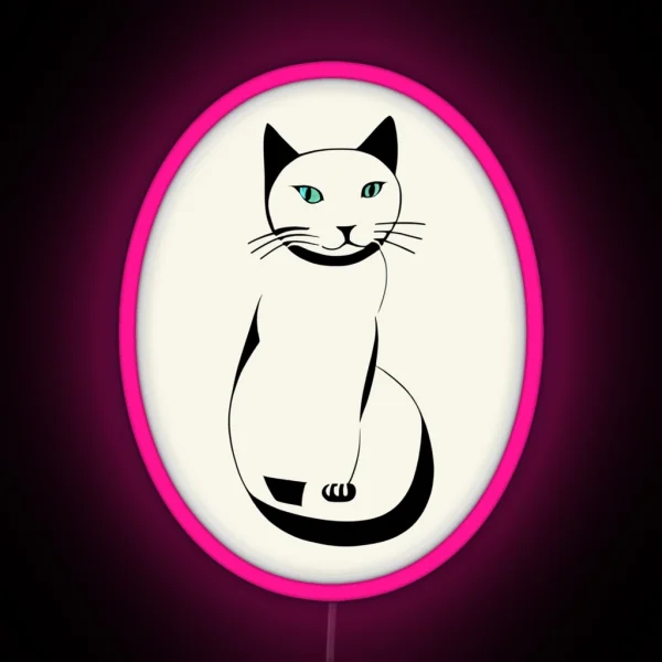 Sitting Cat Cat Lovers Simple Line Drawing RGB Neon Sign