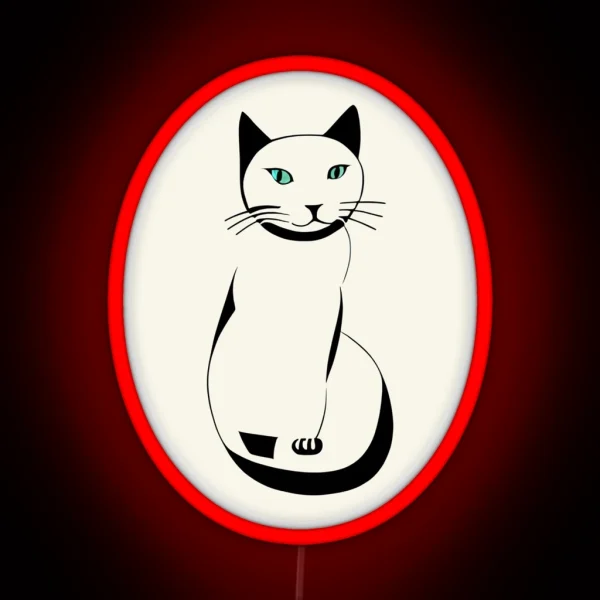 Sitting Cat Cat Lovers Simple Line Drawing RGB Neon Sign