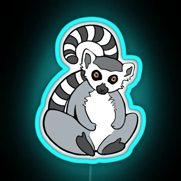 Sitting Ring Tailed Lemur RGB Neon Sign