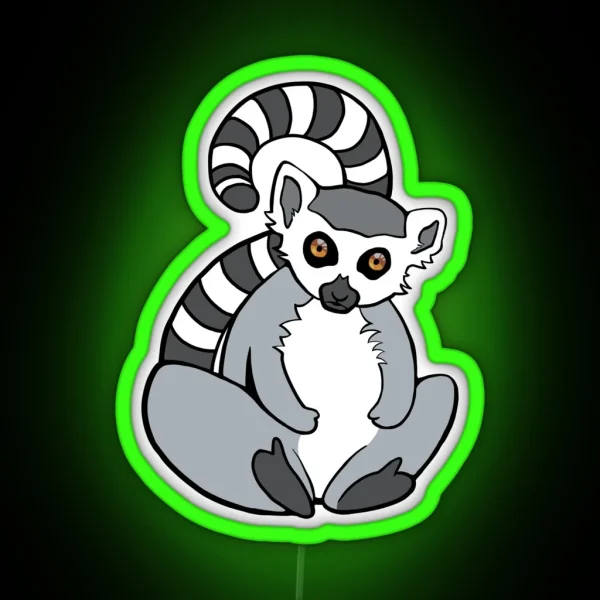 Sitting Ring Tailed Lemur RGB Neon Sign