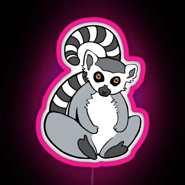 Sitting Ring Tailed Lemur RGB Neon Sign