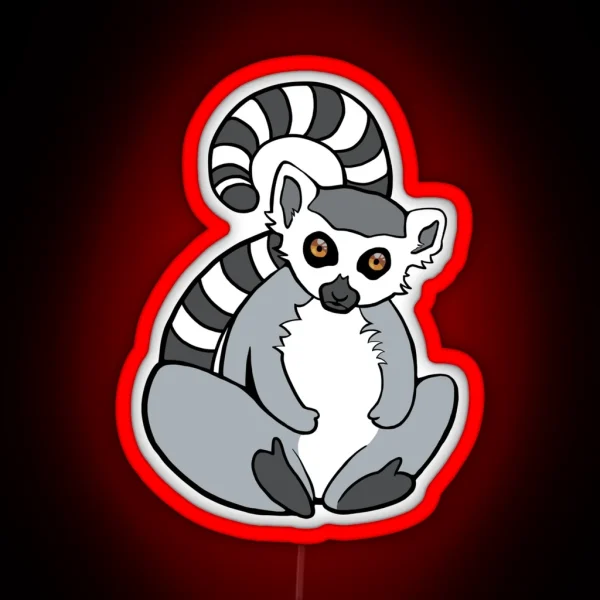 Sitting Ring Tailed Lemur RGB Neon Sign