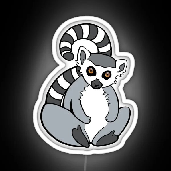 Sitting Ring Tailed Lemur RGB Neon Sign