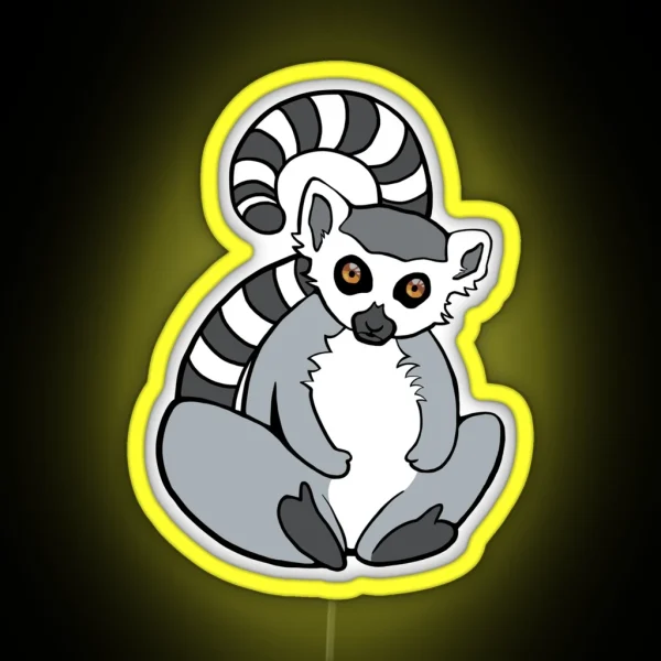 Sitting Ring Tailed Lemur RGB Neon Sign