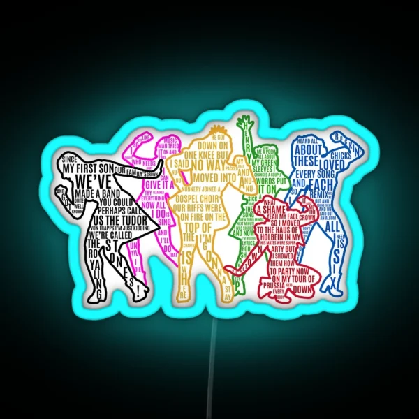 SIX The Musical Queens Silhouettes With Lyrics RGB Neon Sign