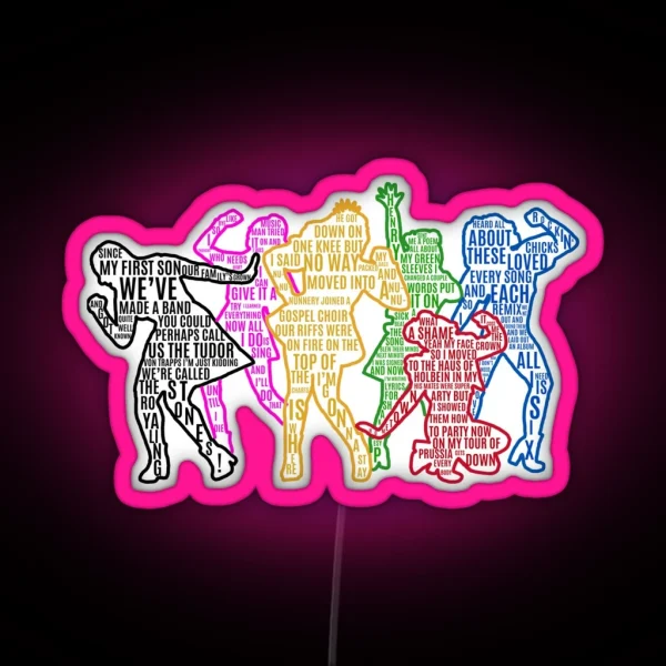 SIX The Musical Queens Silhouettes With Lyrics RGB Neon Sign