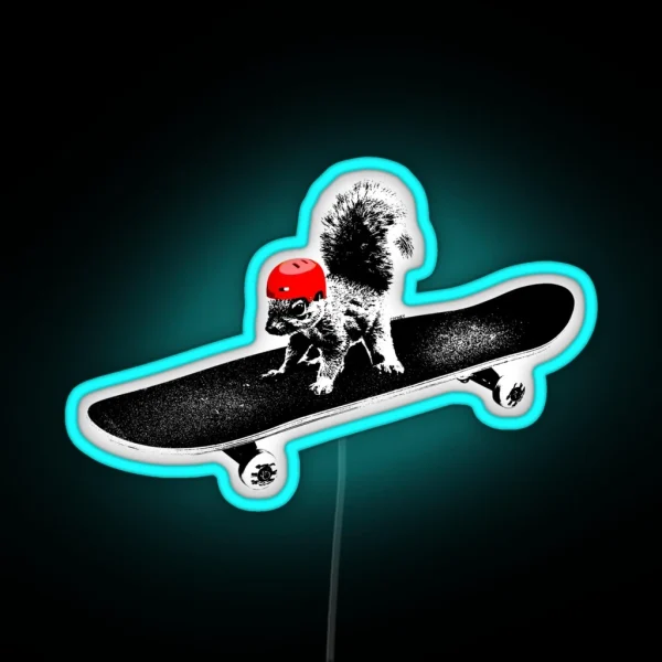 Skateboard Squirrel RGB Neon Sign