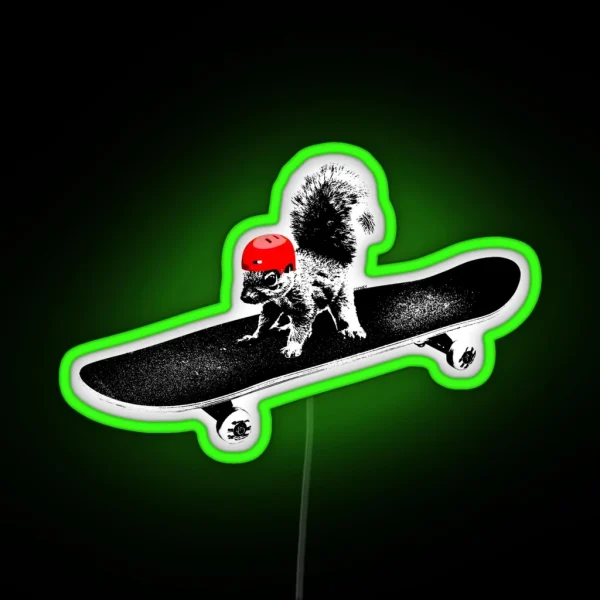 Skateboard Squirrel RGB Neon Sign