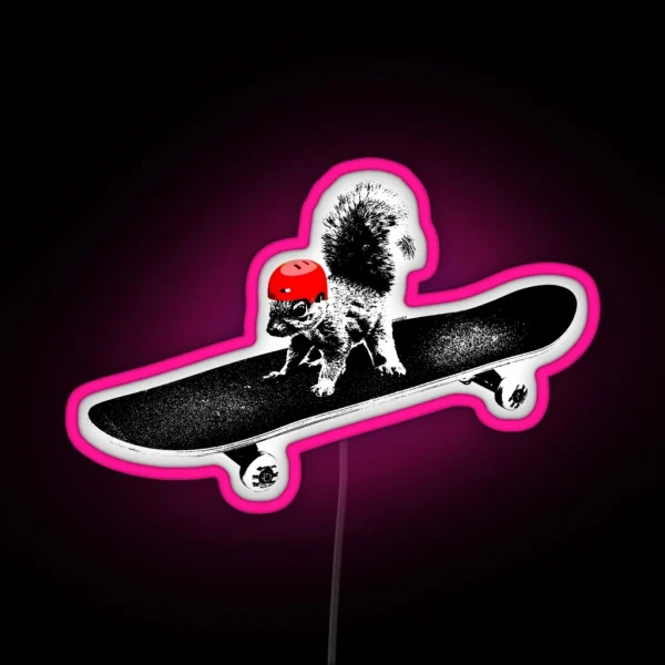 Skateboard Squirrel RGB Neon Sign