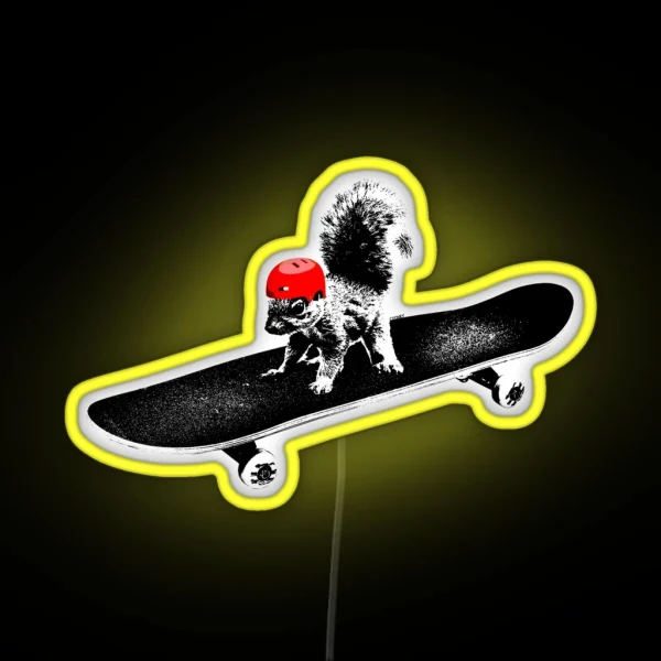 Skateboard Squirrel RGB Neon Sign