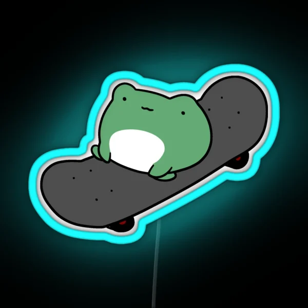 Skateboarding Frog RGB Neon Sign