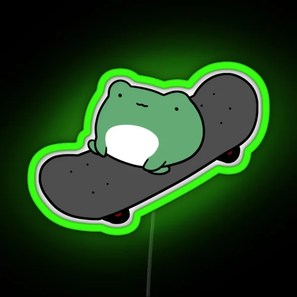 Skateboarding Frog RGB Neon Sign
