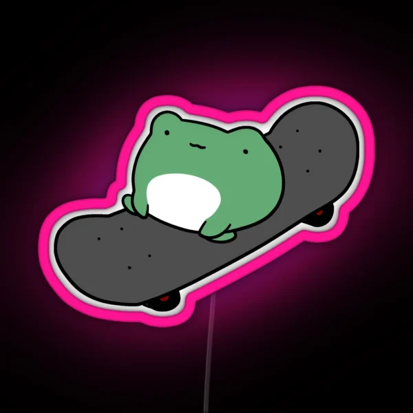 Skateboarding Frog RGB Neon Sign