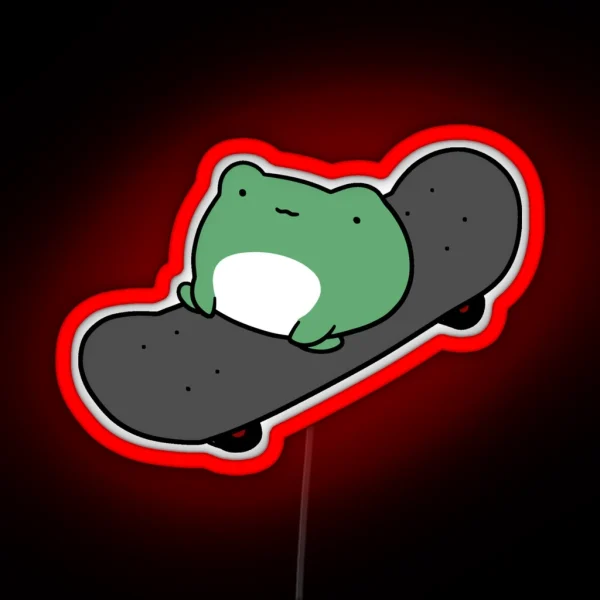 Skateboarding Frog RGB Neon Sign
