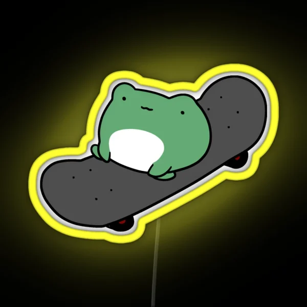 Skateboarding Frog RGB Neon Sign