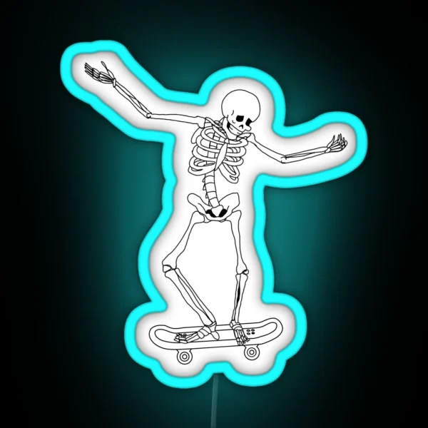 Skateboarding Skeleton RGB Neon Sign