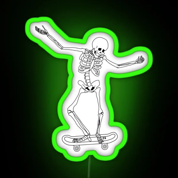 Skateboarding Skeleton RGB Neon Sign