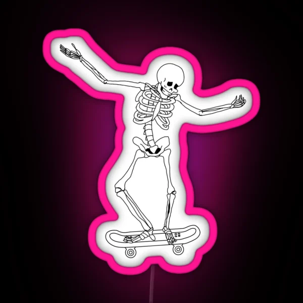 Skateboarding Skeleton RGB Neon Sign