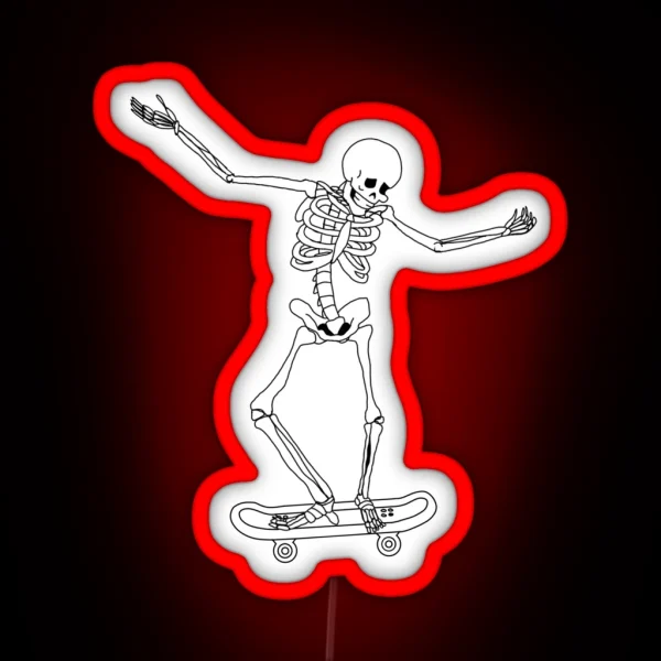 Skateboarding Skeleton RGB Neon Sign
