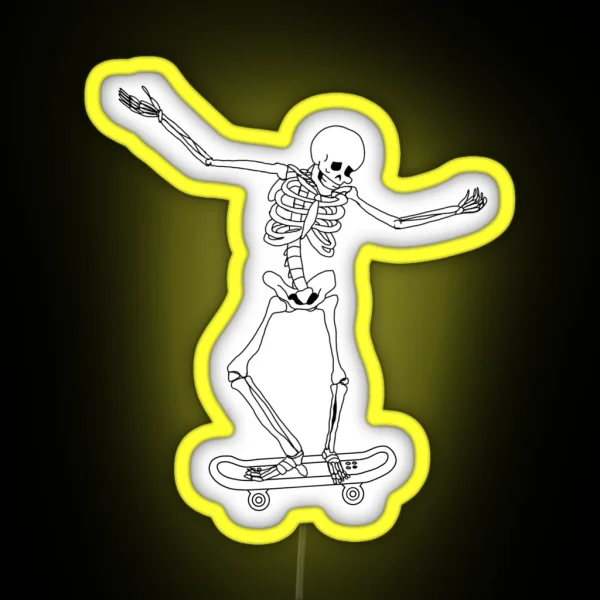Skateboarding Skeleton RGB Neon Sign