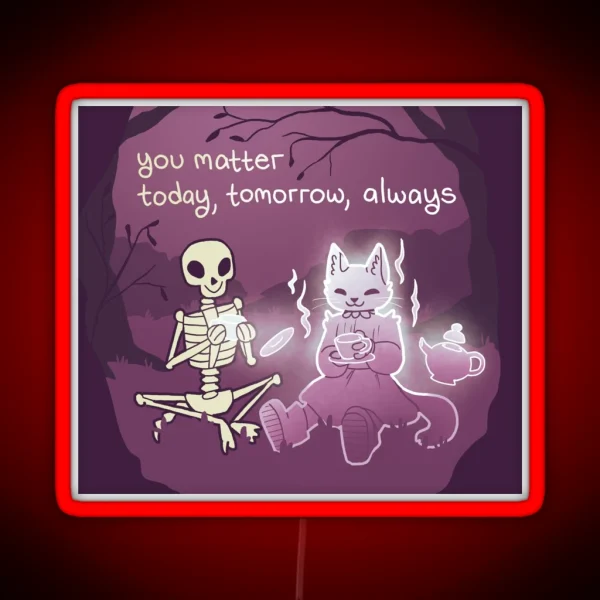 Skeleton And Ghost Tea Party RGB Neon Sign