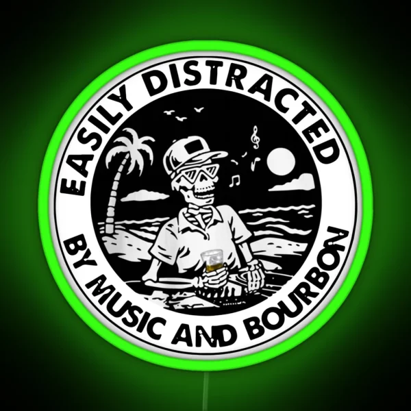 SKELETON EASILY DISTRACTED BY MUSIC AND RGB Neon Sign