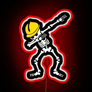 Skeleton Hat Funny Hard Hat RGB Neon Sign