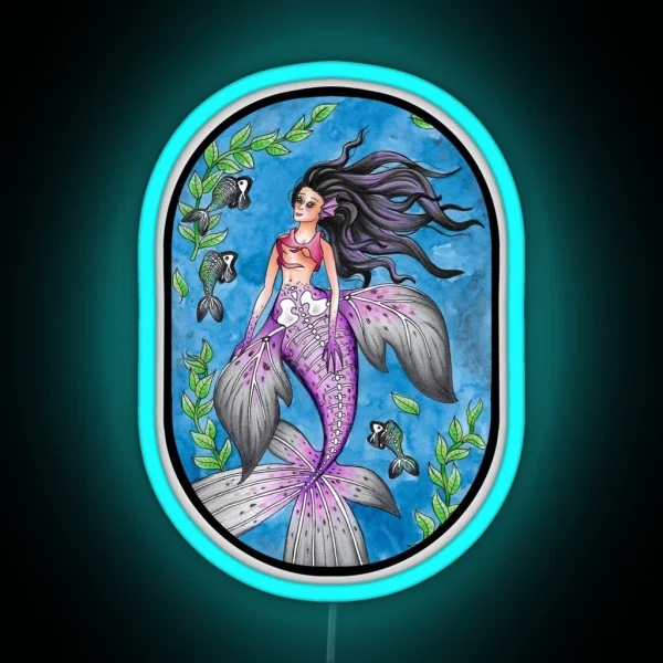 Skeleton Mermaid RGB Neon Sign