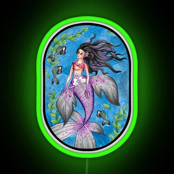 Skeleton Mermaid RGB Neon Sign