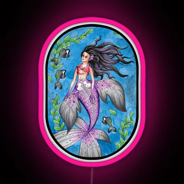 Skeleton Mermaid RGB Neon Sign