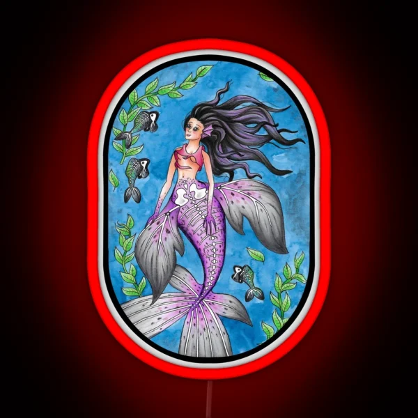 Skeleton Mermaid RGB Neon Sign