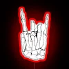 Electric Glow Neon Sign with Color Changing Skeleton Rocker Hands Design
