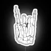 Glowing neon skeleton plays electric guitar in rockstar pose