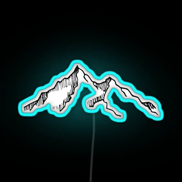 Ski And Hiking Mountain Sketch RGB Neon Sign
