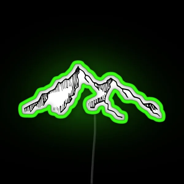 Ski And Hiking Mountain Sketch RGB Neon Sign