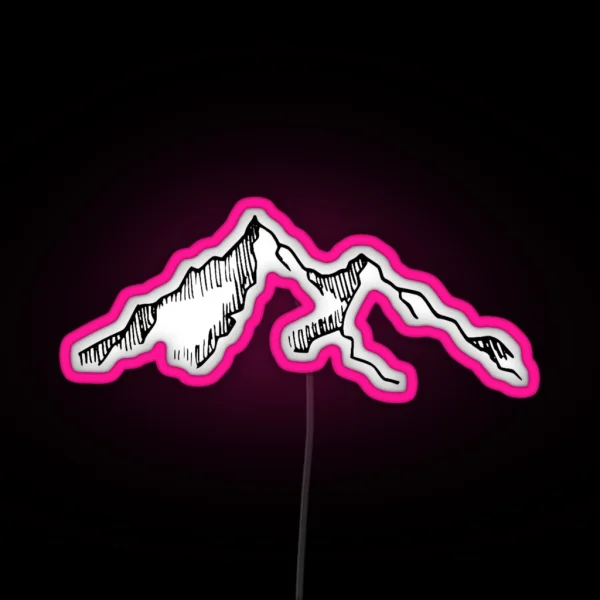 Ski And Hiking Mountain Sketch RGB Neon Sign