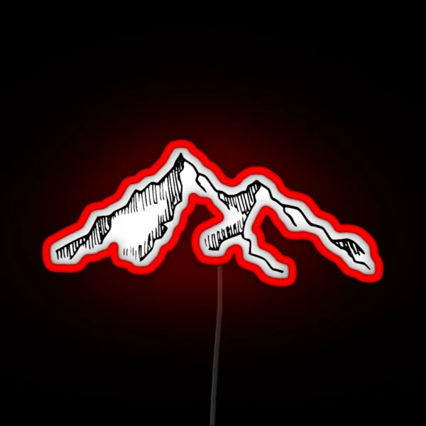 Ski And Hiking Mountain Sketch RGB Neon Sign